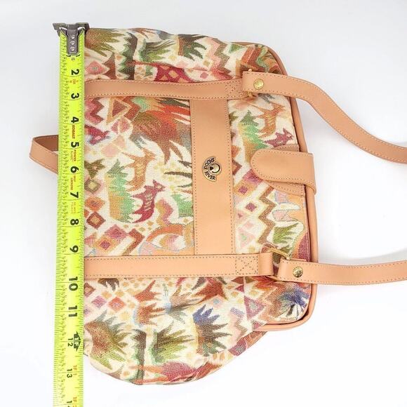 Saddle River Purse Bag Printed Animal Tribal Brown Tan Green - Picture 6 of 11